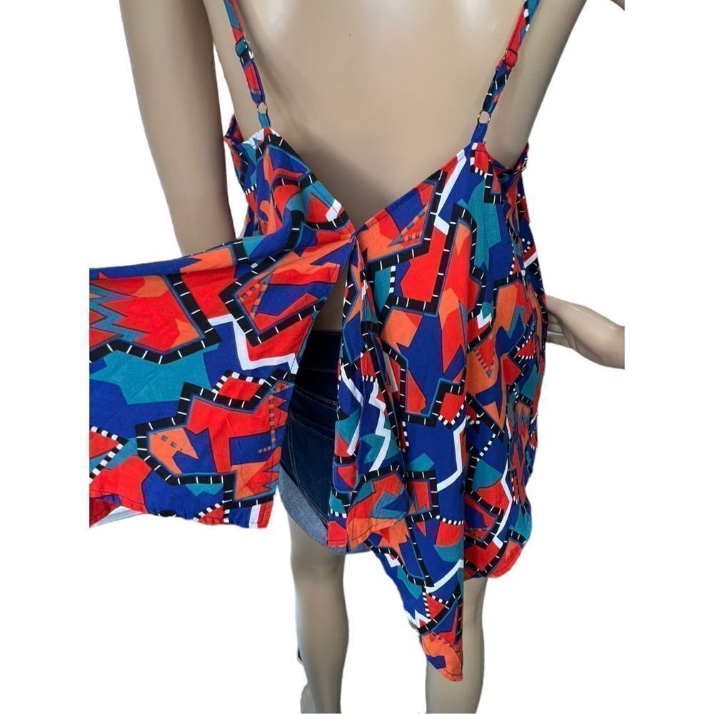 Leith Geometric Patterned Open Back Spaghetti Str… - image 5